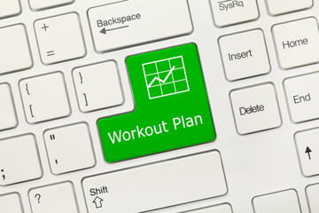 White conceptual keyboard - Workout Plan (green key)