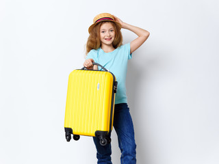 young woman with suitcase