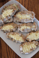 Close up view on freshly baked Karelian Pie with egg butter, a traditional topping to this dish in Finland