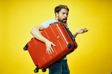 young man with suitcase