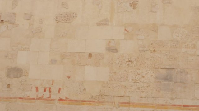 Ancient Drawings on the Wall of the Hatshepsut's Temple Have Survived to Our Day. Drawings Are Almost Invisible and Some of Them are Ruined. Red Dye Was Used for Painting on the Walls.