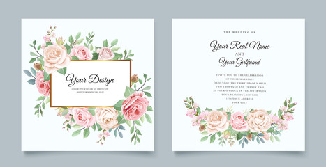 wedding invitation design with watercolor floral
