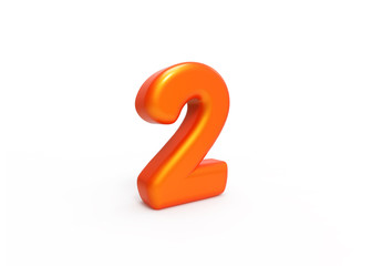 Naklejka premium 3d rendered orange 2 number isolated