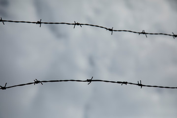 old barbed wire and sky