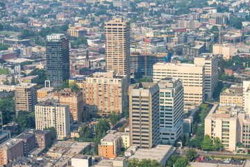 Fototapeta na wymiar Aerial view of Seattle. City skyscrapers on a beautiful sunny day