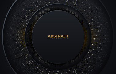 Abstract circle shape dark and golden color luxury background design template