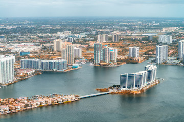 Dumfoundling Bay aerial view in North Miami Beach, Florida - USA