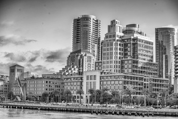 San Francisco buildings and skyscrapers along the oceanfront, California
