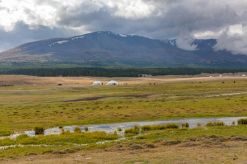 Typical landscapes of Mongolia. mountain slopes and valleys. Altai, Mongolia