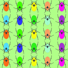 Beetles Vector Seamless Fashion Pattern