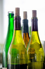 after the party, empty wine bottles