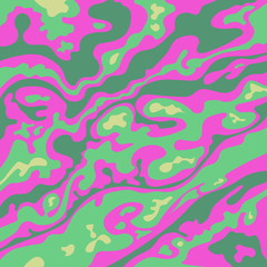 Digital vector illustration of pink, yellow, light green and khaki green liquid.