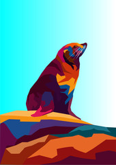 vector illustration of a colorful seal