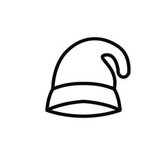 Santa Claus Hat Icon Vector Best Logo , Template Design Emblem Isolated Illustration , Outline Solid Background White 