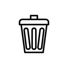 Trash Icon , Template Logo Business Company Simple Clean , Emblem Isolated Emblem Illustration Modern Delete Clear , Outlien Solid Background White
