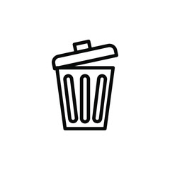 Trash Icon , Template Logo Business Company Simple Clean , Emblem Isolated Emblem Illustration Modern Delete Clear , Outlien Solid Background White

