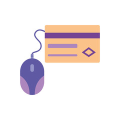 mobile banking concept, credit card and mouse device icon, flat style