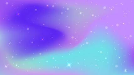 Obraz premium Bokeh or blur abstract circles with star light shapes violet, pink and turquoise on gradient background