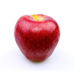 Red ripe apple on white background