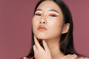 Beautiful woman bright makeup luxury Asian appearance model