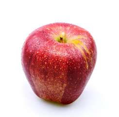 Red ripe apple on white background
