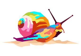 snail on a white background in pop art style isolated