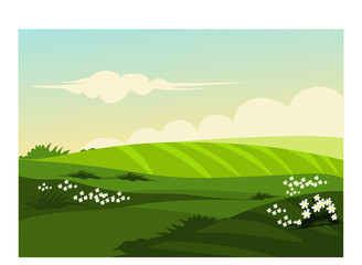 summer landscape with green grass