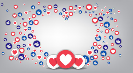 Like abstract background,  preview template, 3d with likes  hearts,