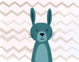 Cute Blue Rabbit Illustration