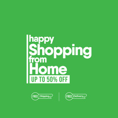 Happy Shopping From Home Logo Label Tag Vector Template Design Illustration