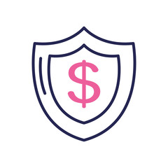 shield with money symbol icon, line color style