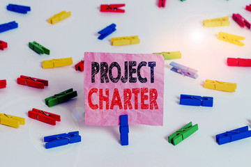 Conceptual hand writing showing Project Charter. Concept meaning typically short formal document...