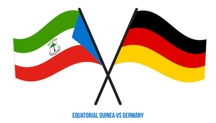 Equatorial Guinea and Germany Flags Crossed And Waving Flat Style. Official Proportion