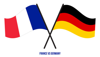 France and Germany Flags Crossed And Waving Flat Style. Official Proportion. Correct Colors