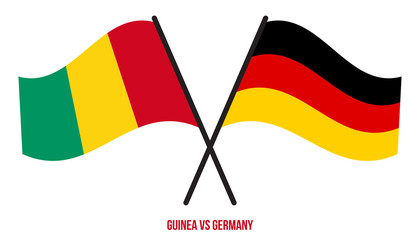 Guinea and Germany Flags Crossed And Waving Flat Style. Official Proportion. Correct Colors