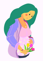 cute pregnant woman waiting for a baby