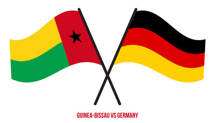 Guinea-Bissau and Germany Flags Crossed And Waving Flat Style. Official Proportion. Correct Colors