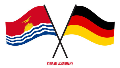 Kiribati and Germany Flags Crossed And Waving Flat Style. Official Proportion. Correct Colors