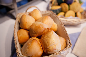 dinner rolls in basket