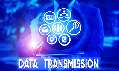 Word writing text Data Transmission. Business photo showcasing sending data electronically over a communications network