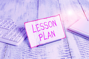 Conceptual hand writing showing Lesson Plan. Concept meaning a teacher s is detailed description of...