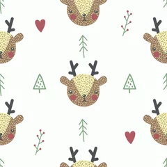 Wallpaper murals Little deer Cute seamless pattern with baby deer. Creative childish print. Great for fabric, textile. Vector illustration.