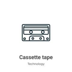 Obraz premium Cassette tape outline vector icon. Thin line black cassette tape icon, flat vector simple element illustration from editable technology concept isolated stroke on white background