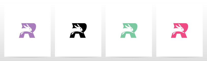  Rabbit Running On Letter Logo Design R
