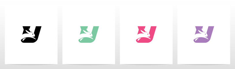  Rabbit Running On Letter Logo Design U © recehan