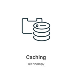 Caching outline vector icon. Thin line black caching icon, flat vector simple element illustration from editable technology concept isolated stroke on white background © Digital Bazaar