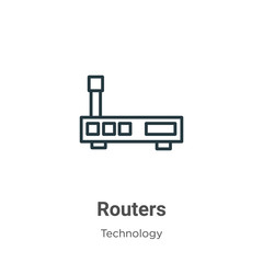 Routers outline vector icon. Thin line black routers icon, flat vector simple element illustration from editable technology concept isolated stroke on white background