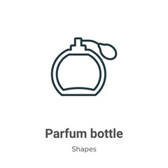 Fototapeta premium Parfum bottle outline vector icon. Thin line black parfum bottle icon, flat vector simple element illustration from editable shapes concept isolated stroke on white background