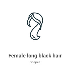 Obraz premium Female long black hair outline vector icon. Thin line black female long black hair icon, flat vector simple element illustration from editable shapes concept isolated stroke on white background