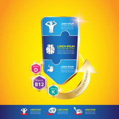 Nutrition Vitamin and Omega vector Concept for Product Strengthen the body and intelligence
